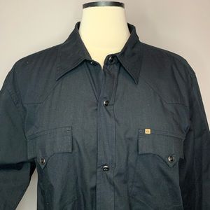 Quiksilver Black L/S Pearl Snap Shirt Size Large